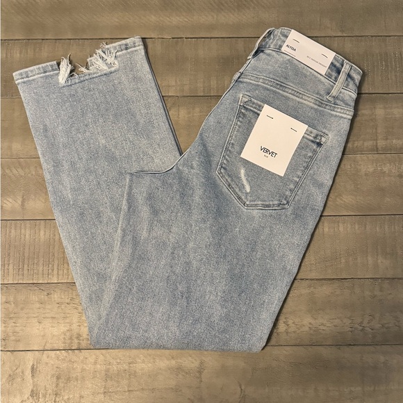 NWT-Vervet Blue 90’s Vintage Straight “Alyssa” Distressed Denim Jeans, Sz. 27/5 - Picture 3 of 4